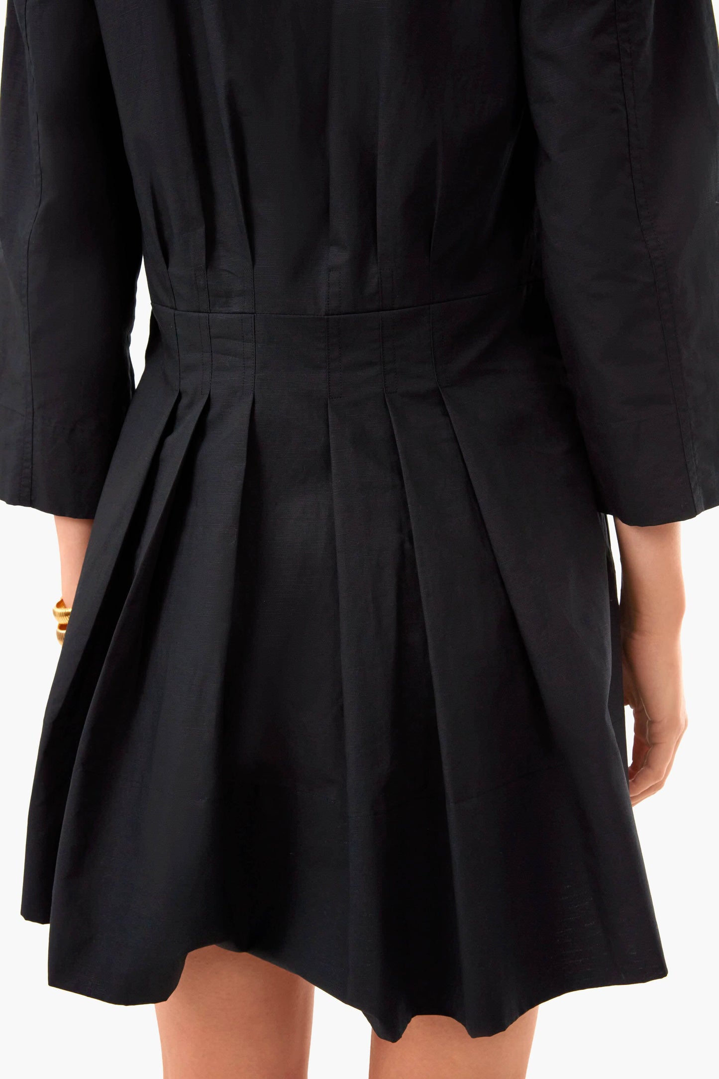 Black Fitted Band Collar Mini Dress