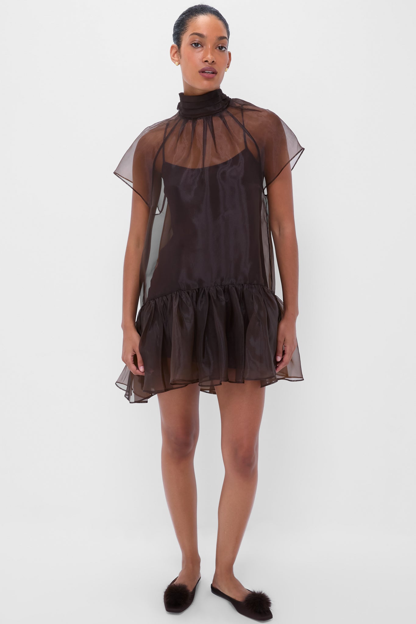 Chocolate Beaux Tiered Mini Dress