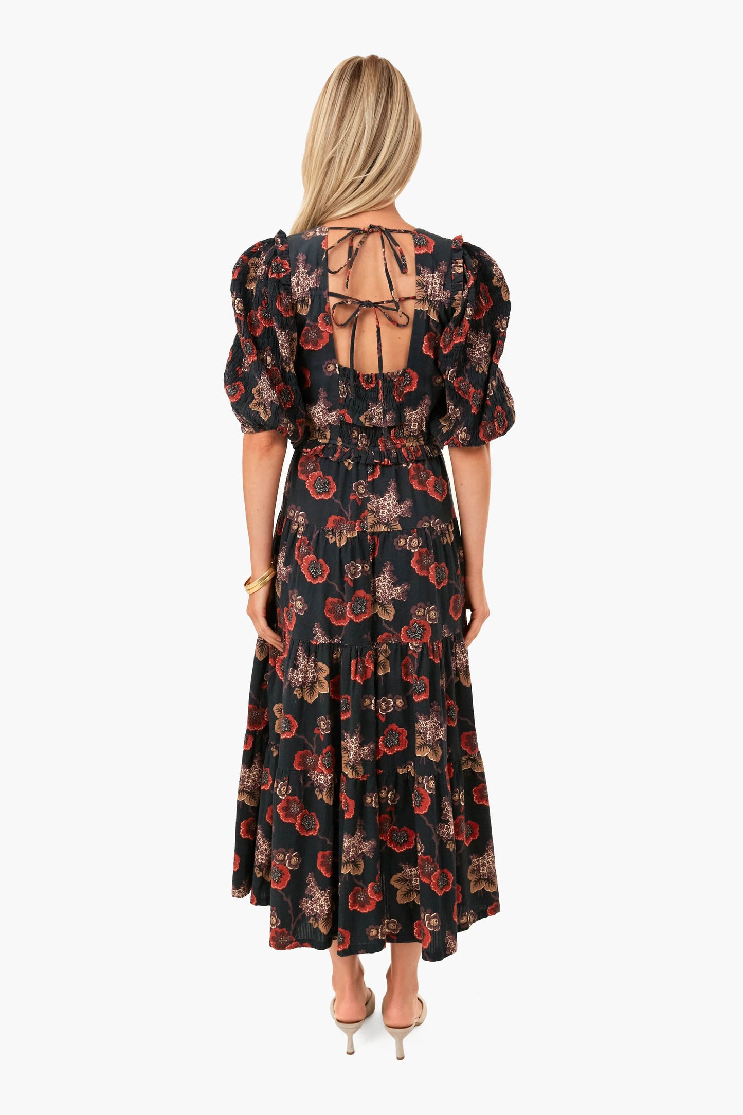 Navy Lucinda Seersucker Puff Sleeve Smocked Dress