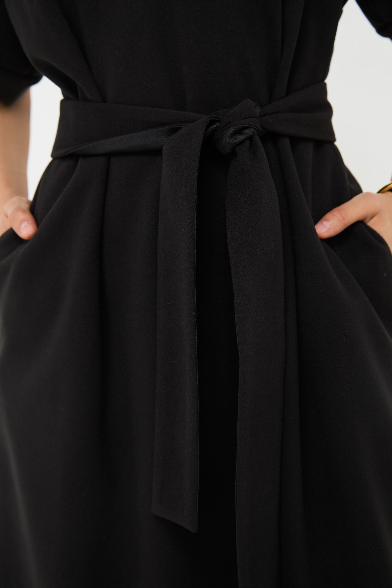 Black Double Face Flannel Gianna Dress