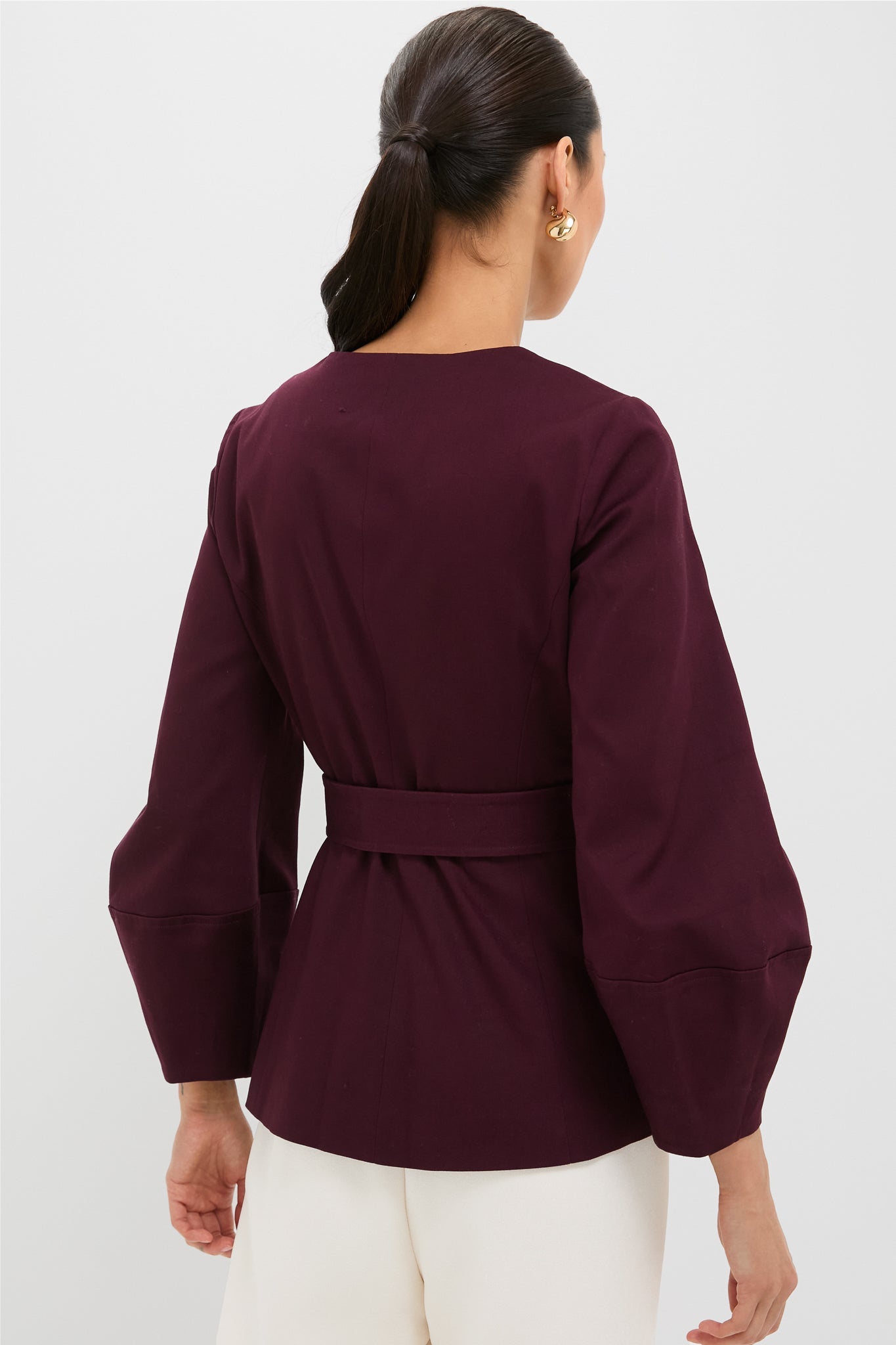 Oxblood Long Sleeve Structured Rhoda Tunic Top