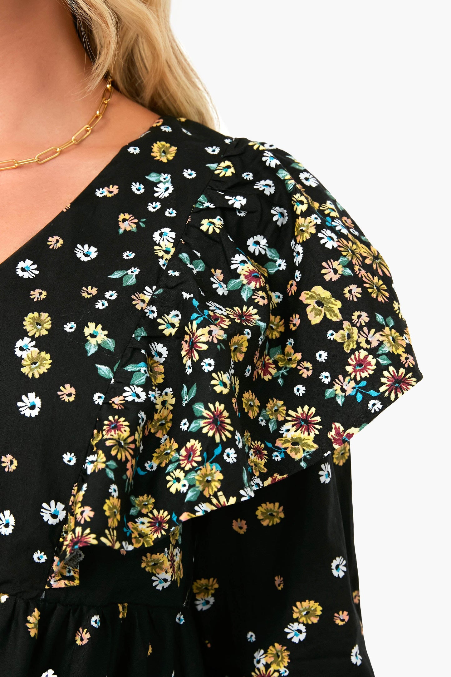 Black Multi Floral Field of Dreams Mini Dress