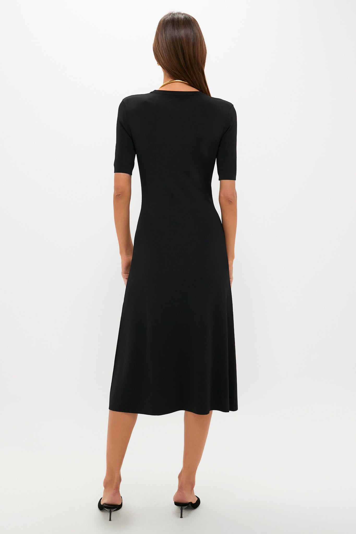 Black Knit Fit and Flare Mellor Midi Dress