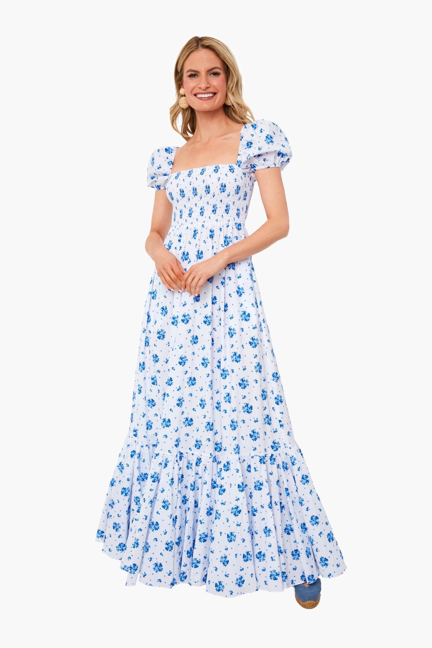 Blue Spot Floral Gianna Maxi Dress