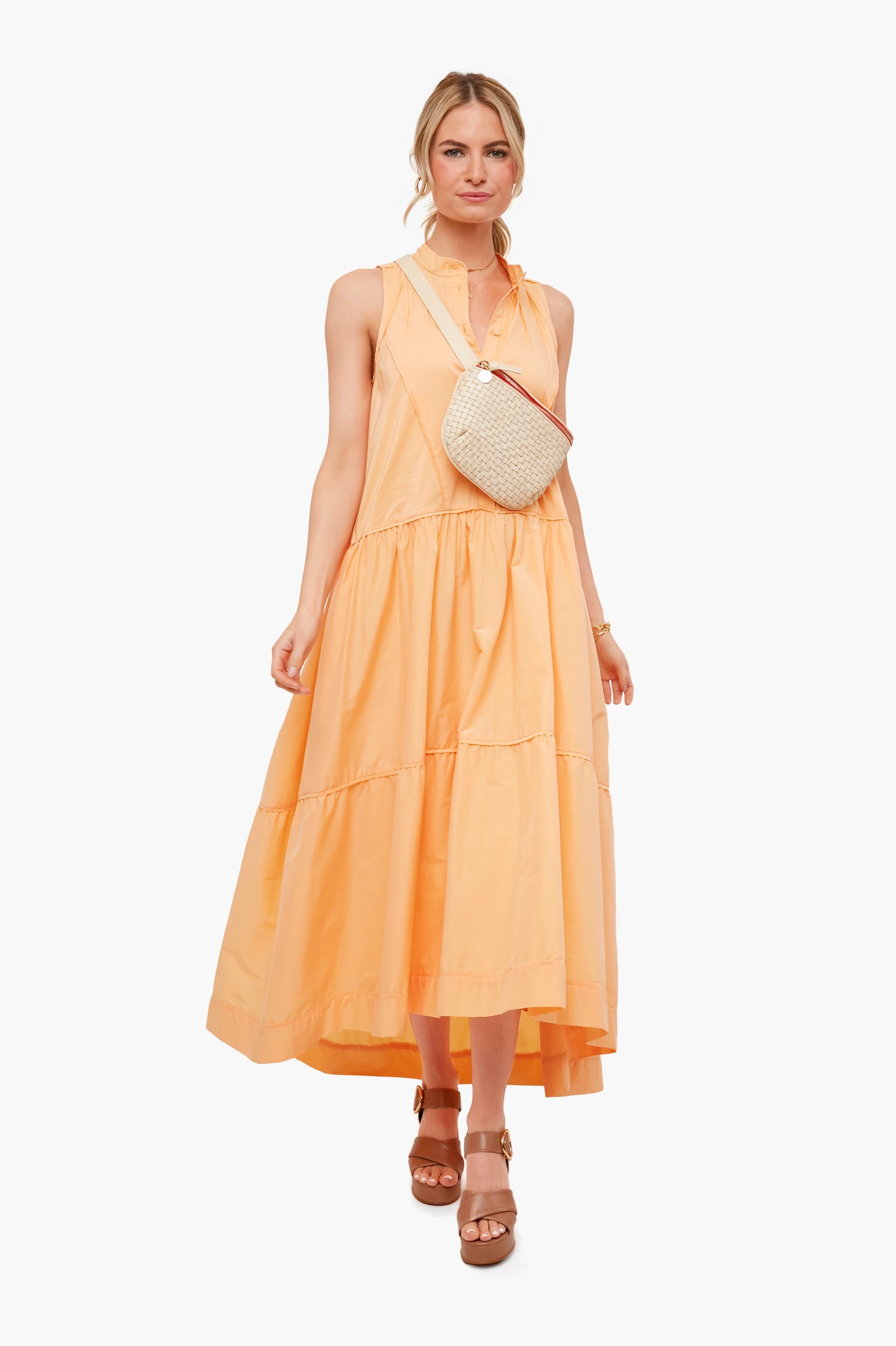 Cream Woven Checker Fanny Pack