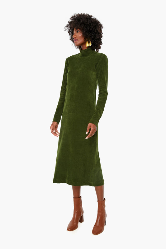 Pine Stretch Corduroy Turtleneck Slim Dress
