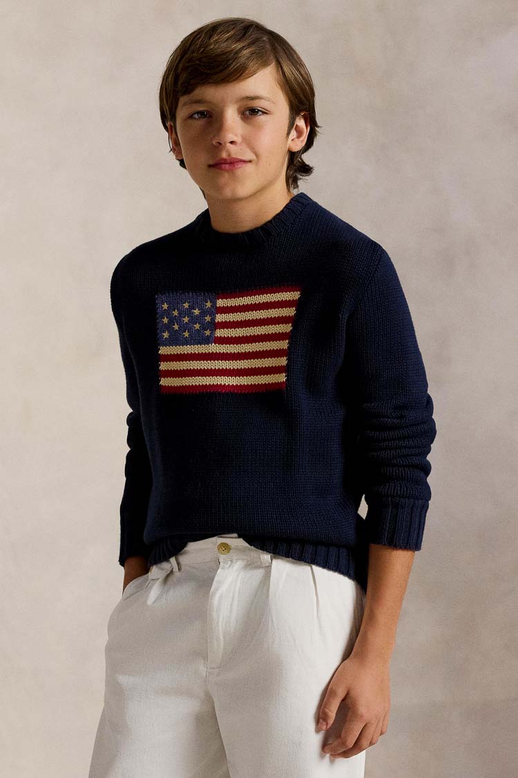 Flag Cotton Crewneck Sweater