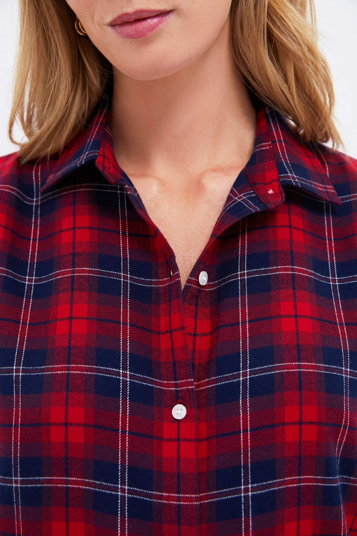 Red Plaid Flannel Cropped Jasper Button Down