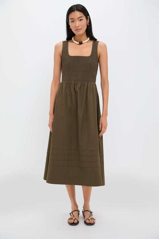 Olive Cotton Tiernan Dress