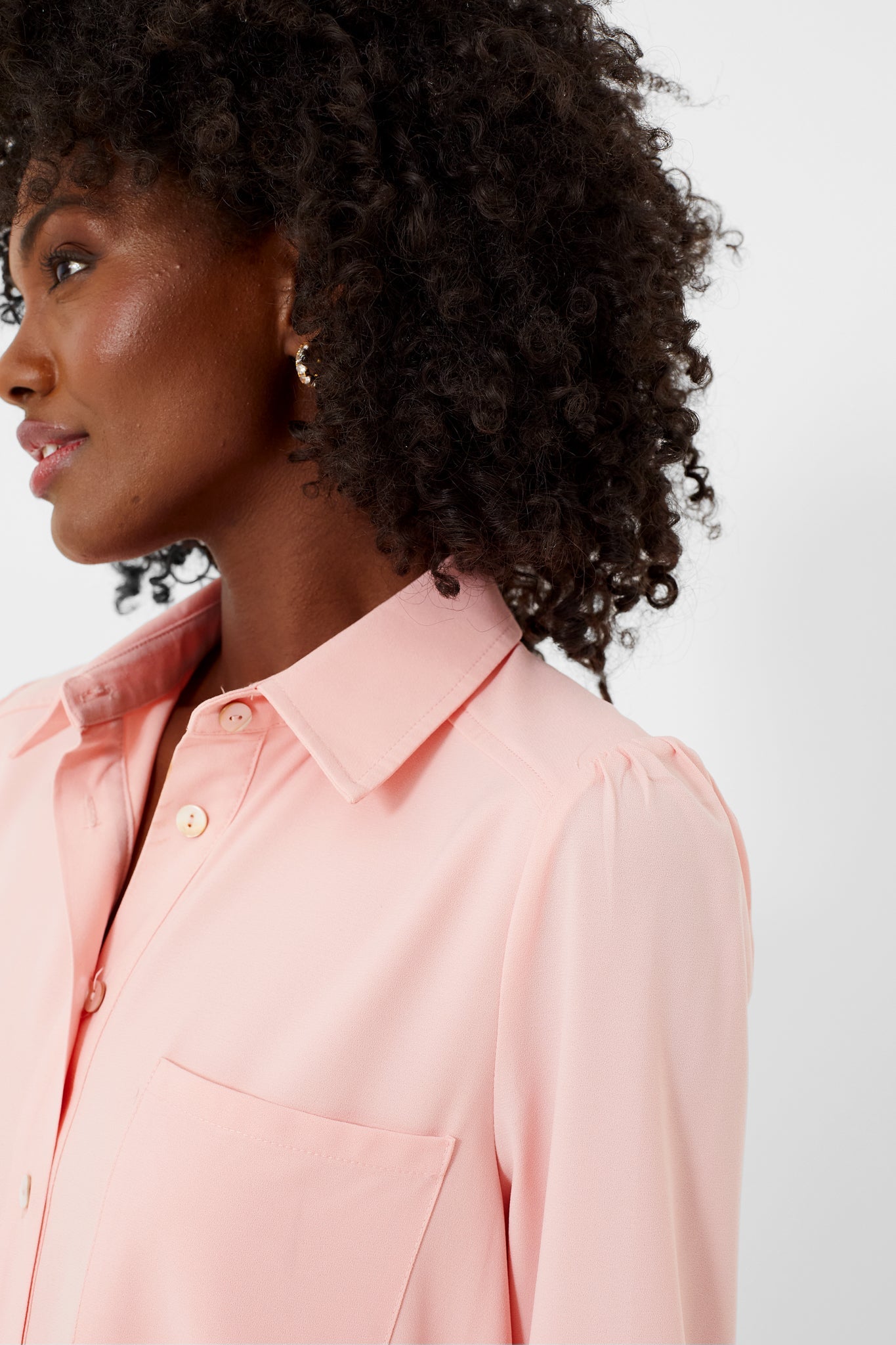 Bermuda Powder Pink Crepe Callahan Shirt Dress