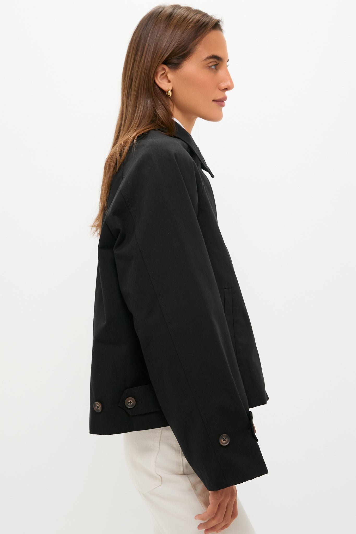 Black Drew Short Trench Coat