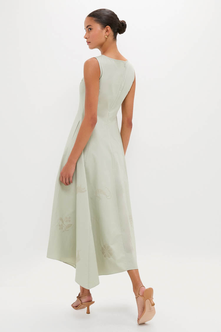 Pistachio Jacqueline Asymmetrical Hem Midi Dress