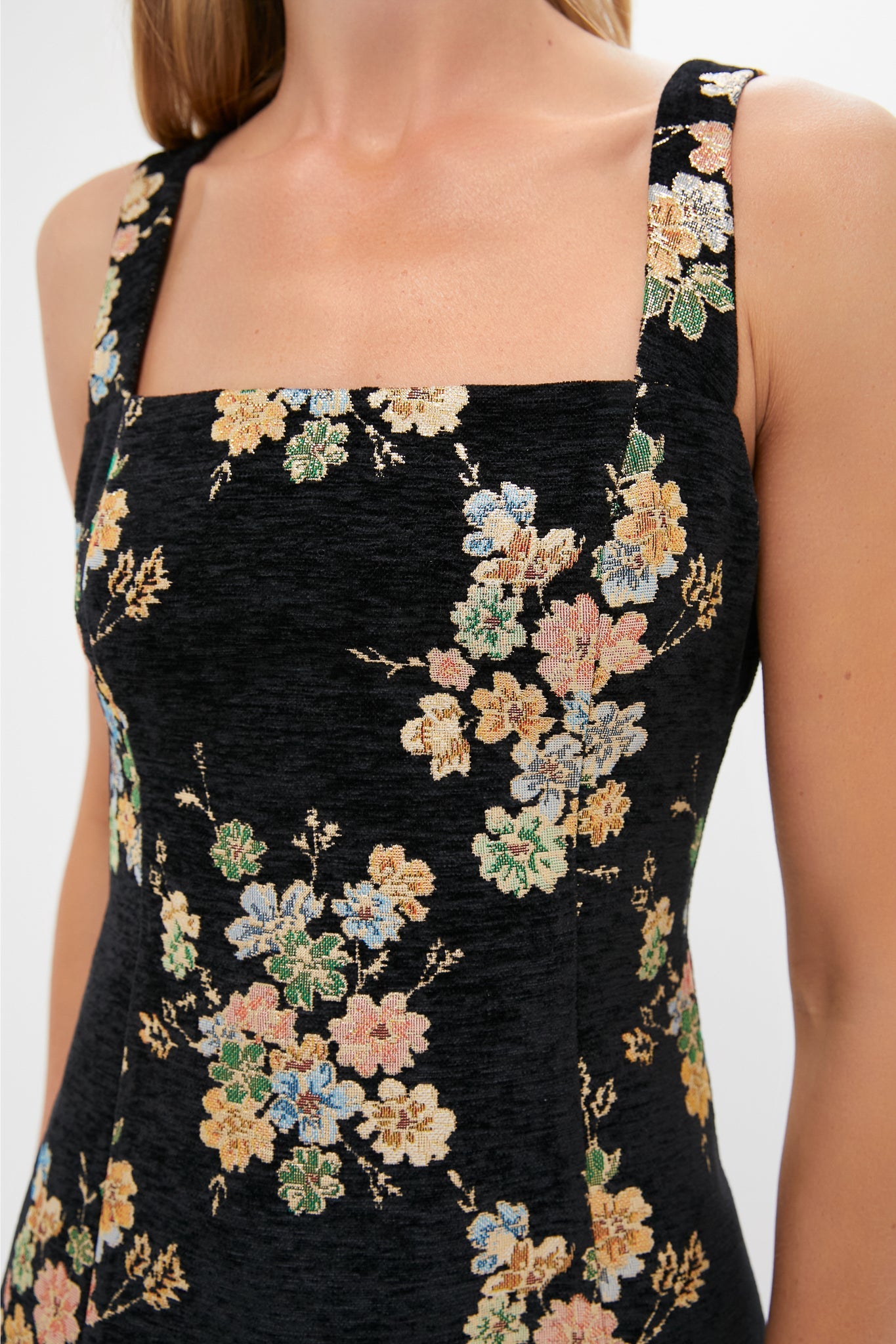 Black Floral Velvet Rhiannon Mini Dress