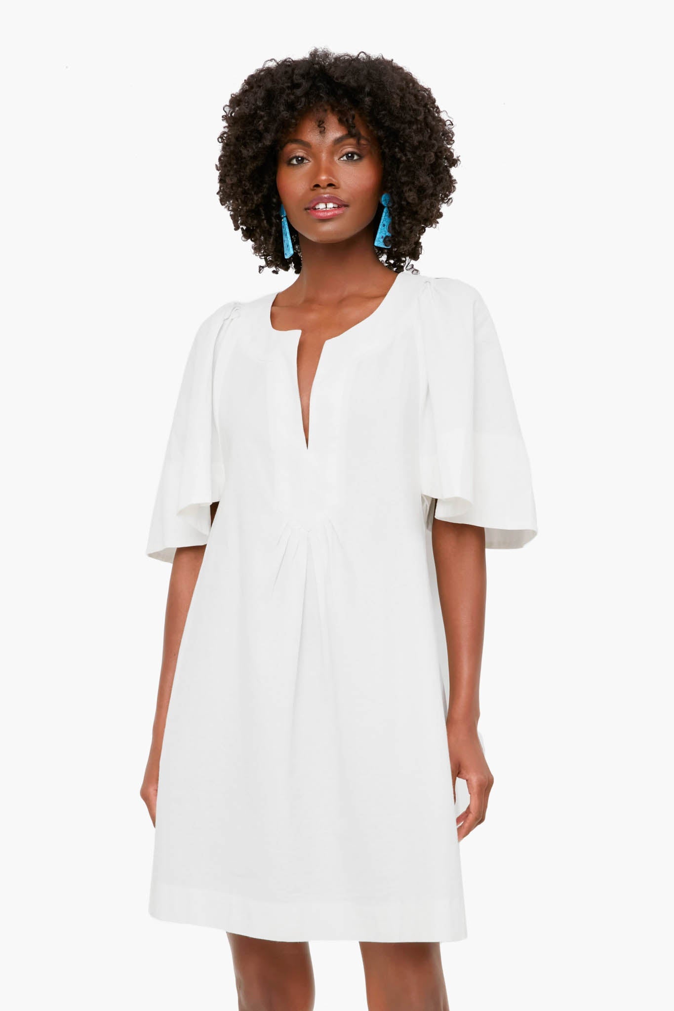 White Finley Flutter Sleeve Dress