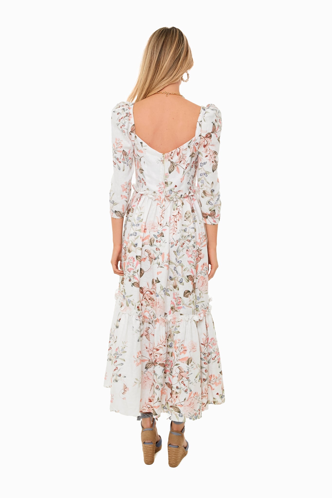 Trellis Floral Ivory Blue Hill Dress
