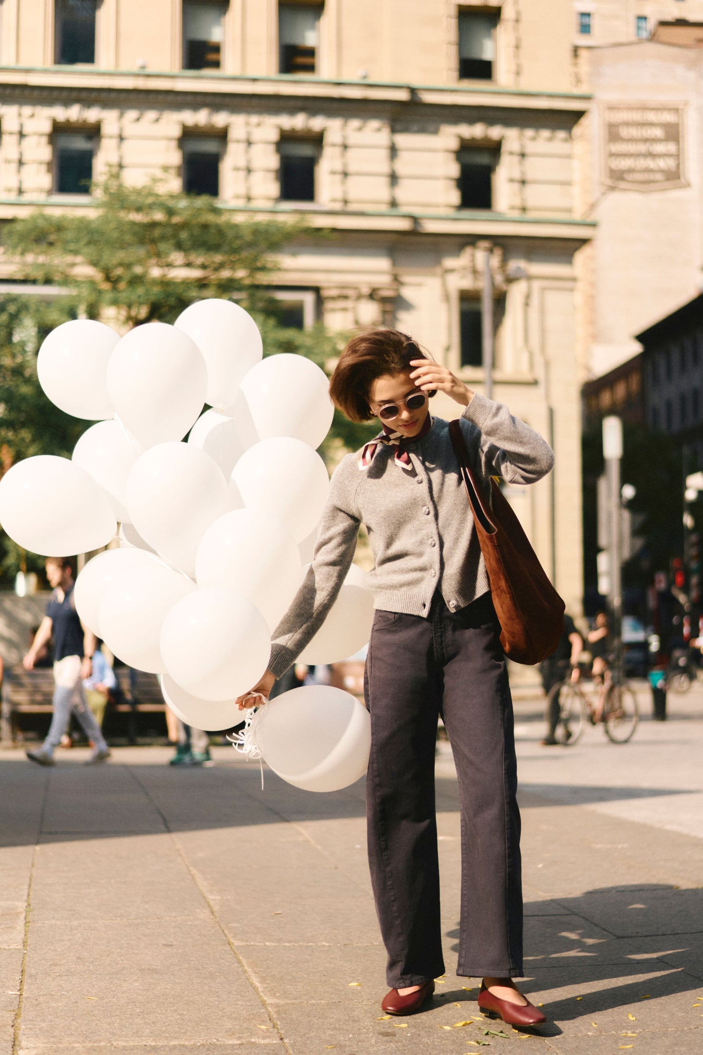 Gray Knot Button Cashmere Cardigan
