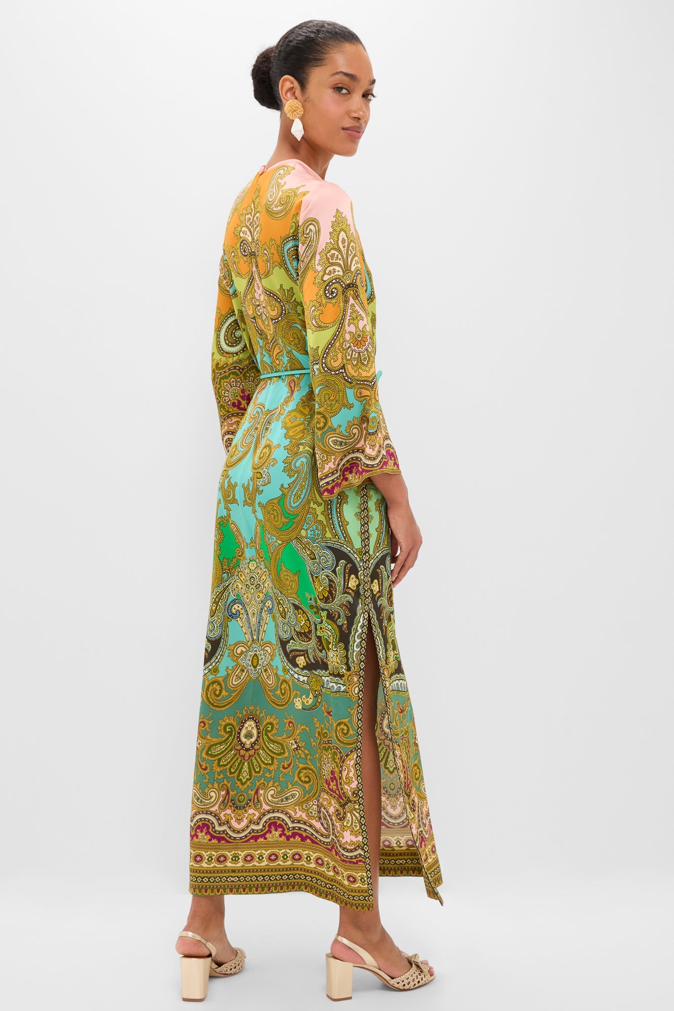 Multi Clemenza Silk Midi Dress
