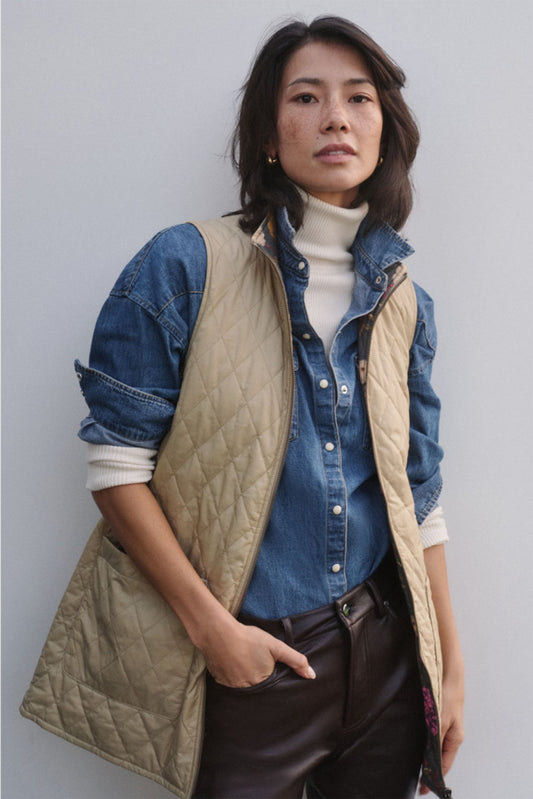 Light Fawn Barbour x Tuckernuck Reversible Paisley Vest