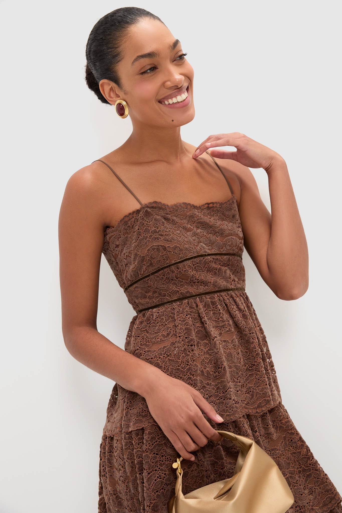 Sepia Lace Leina Midi Dress