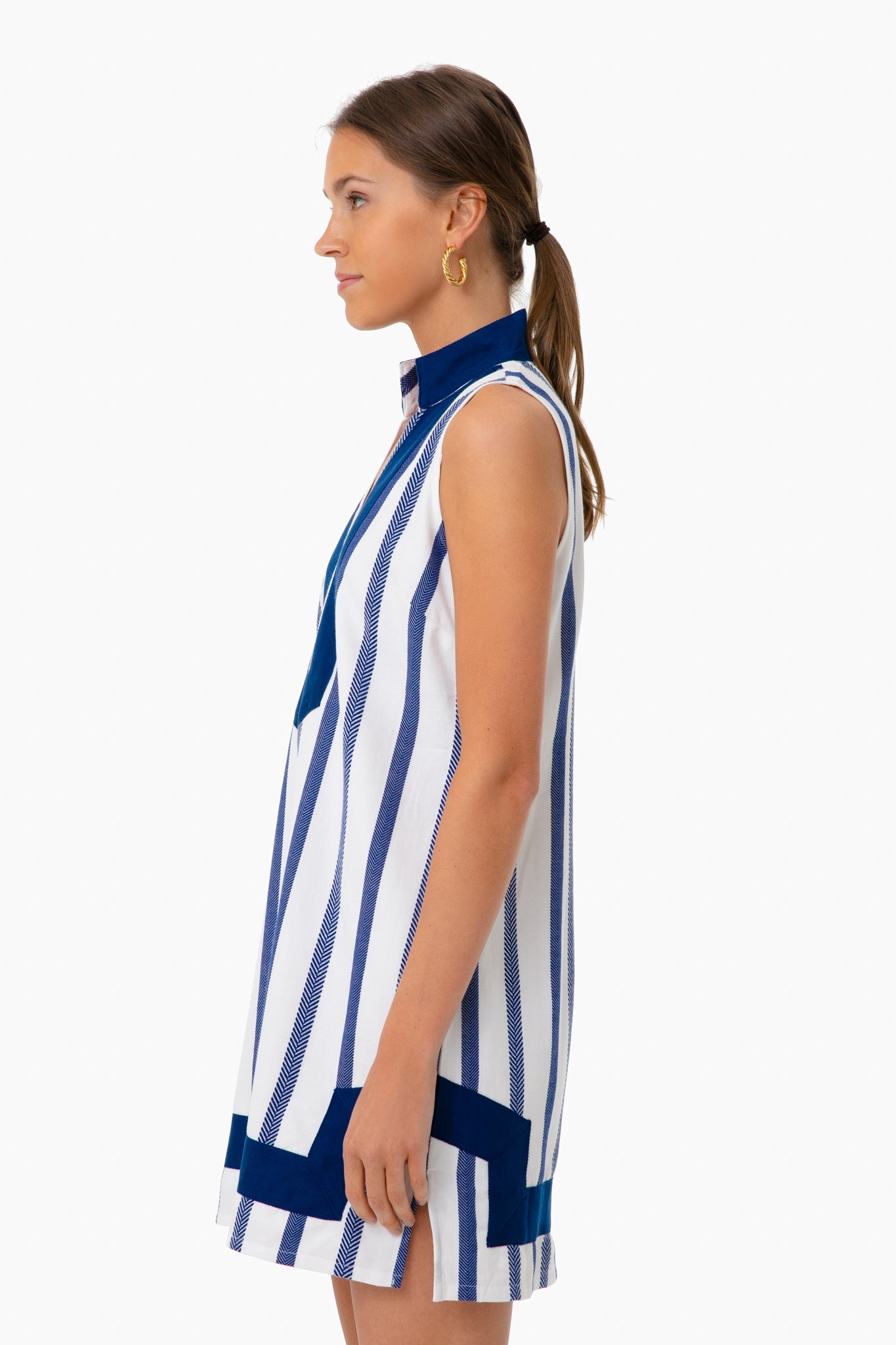 Navy Stripe Sleeveless Classic Tunic Dress