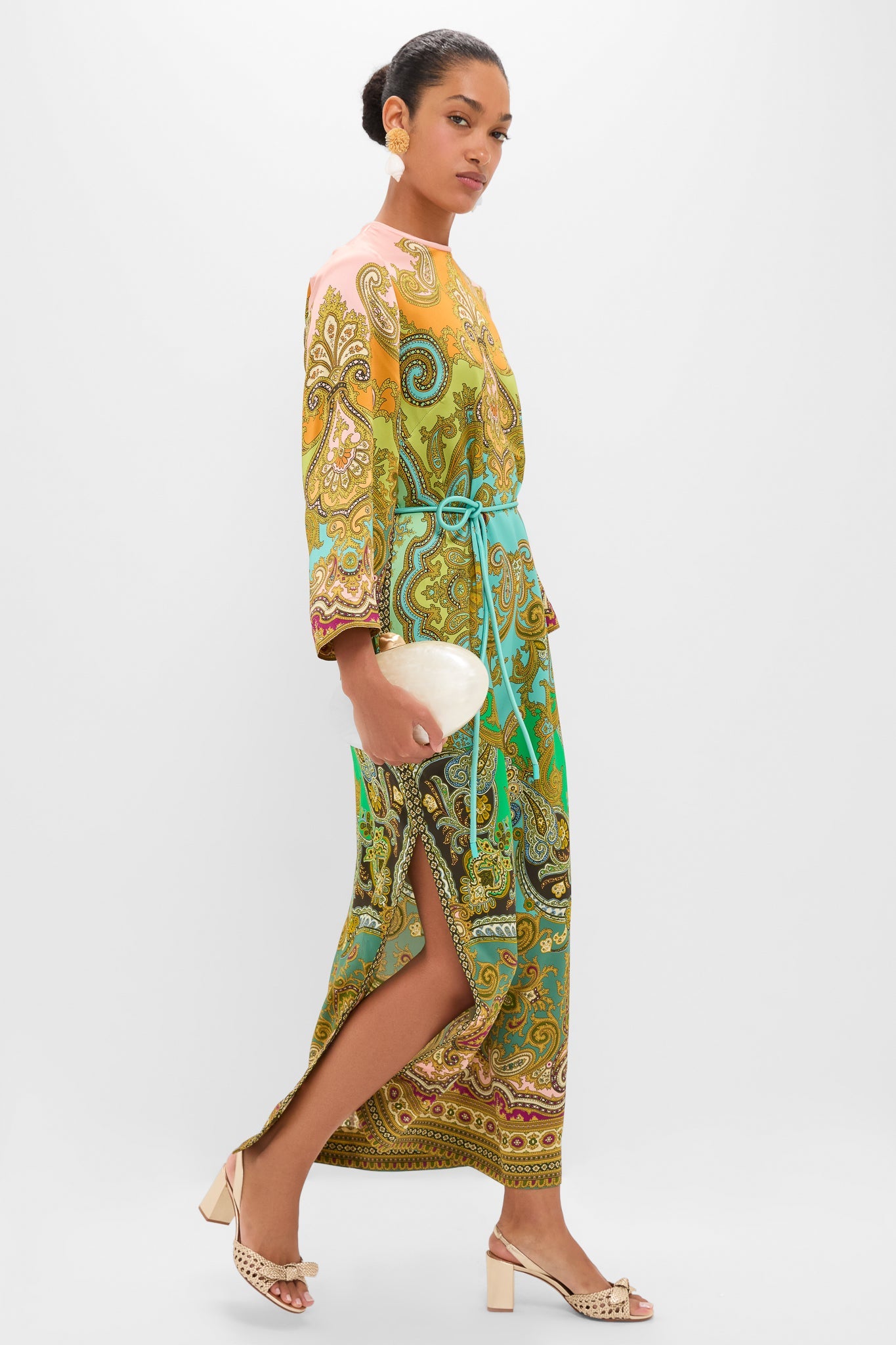 Multi Clemenza Silk Midi Dress