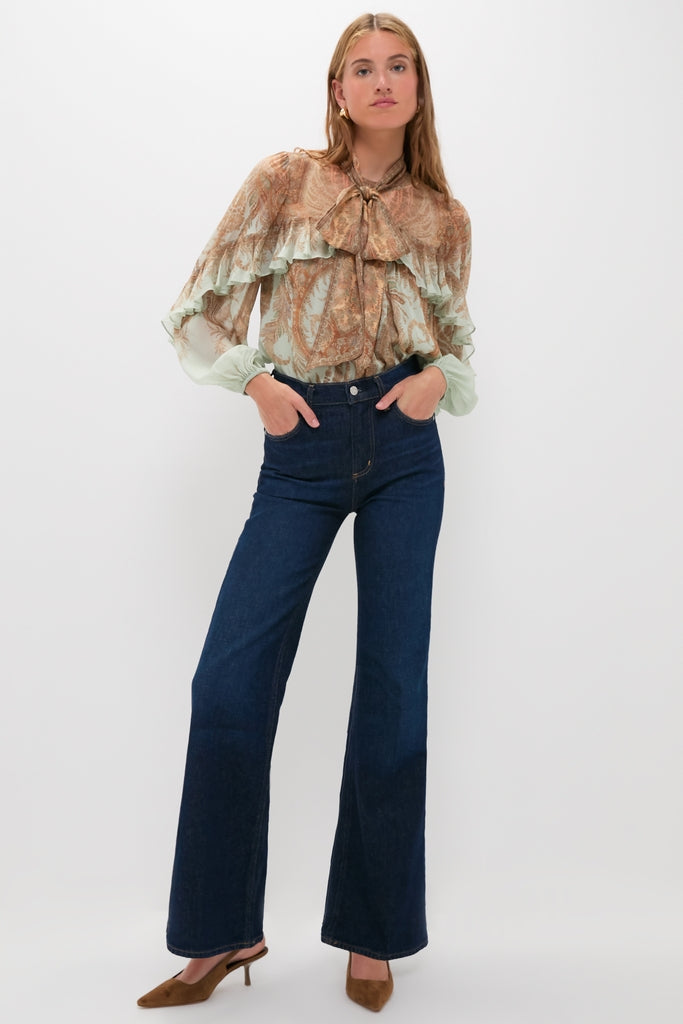 Mint Paisley Memento Flutter Blouse