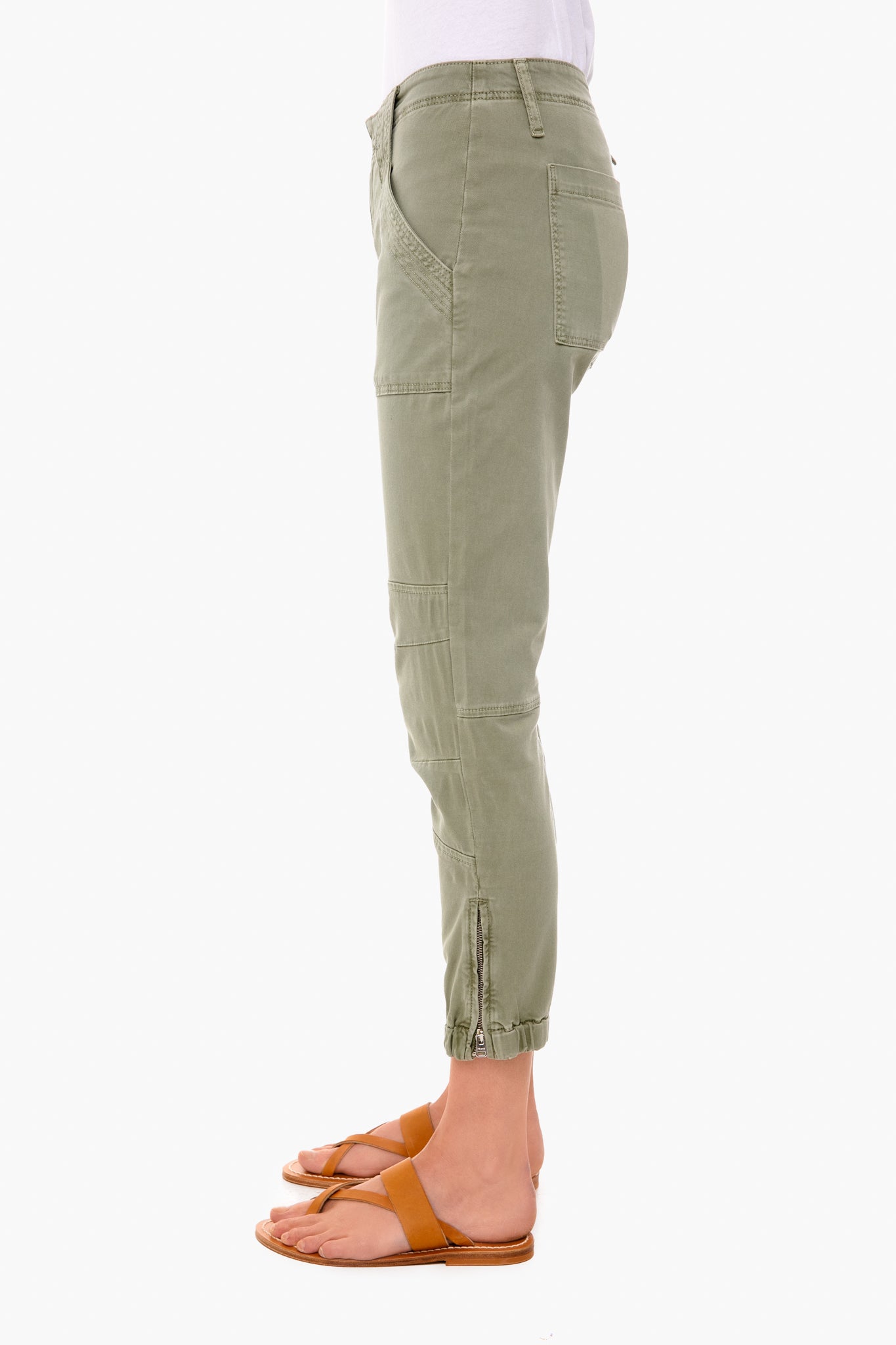 Washed Military Banded Bottom Trapunto Pant