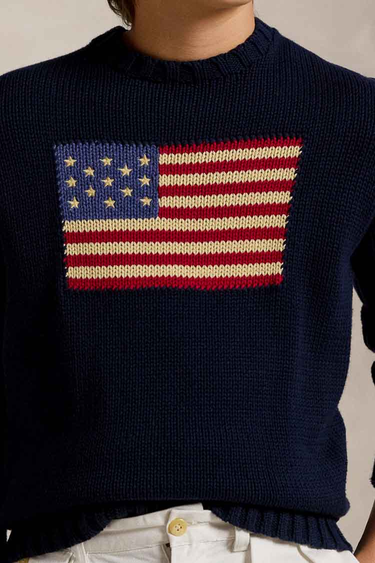 Flag Cotton Crewneck Sweater