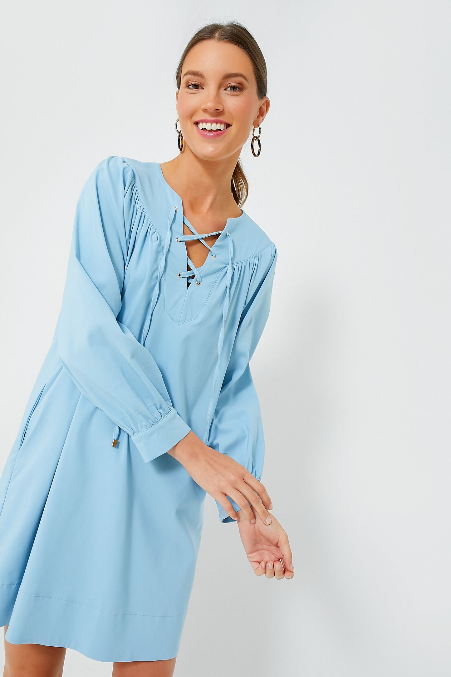 Blue Tie Front Robbie Dress