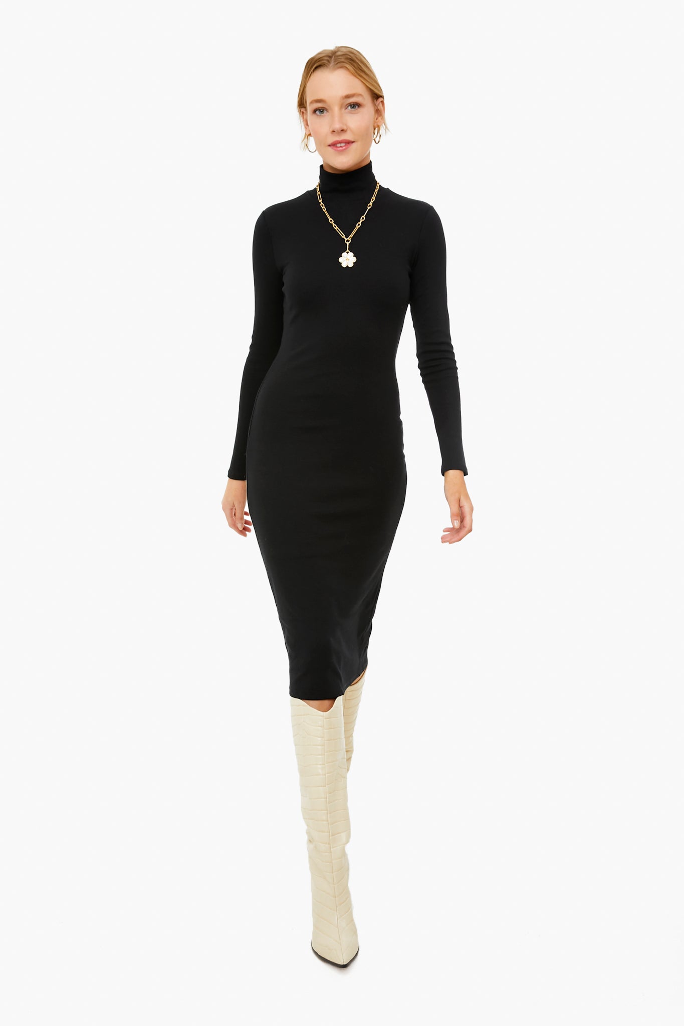 Black Lexi Turtleneck Midi Dress