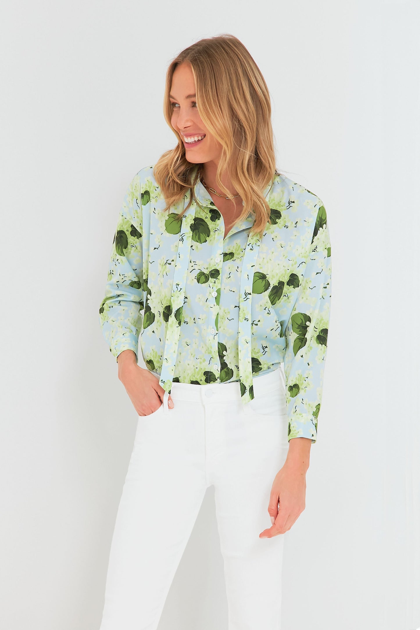 Hydrangea Blooms Hallie Tie Blouse