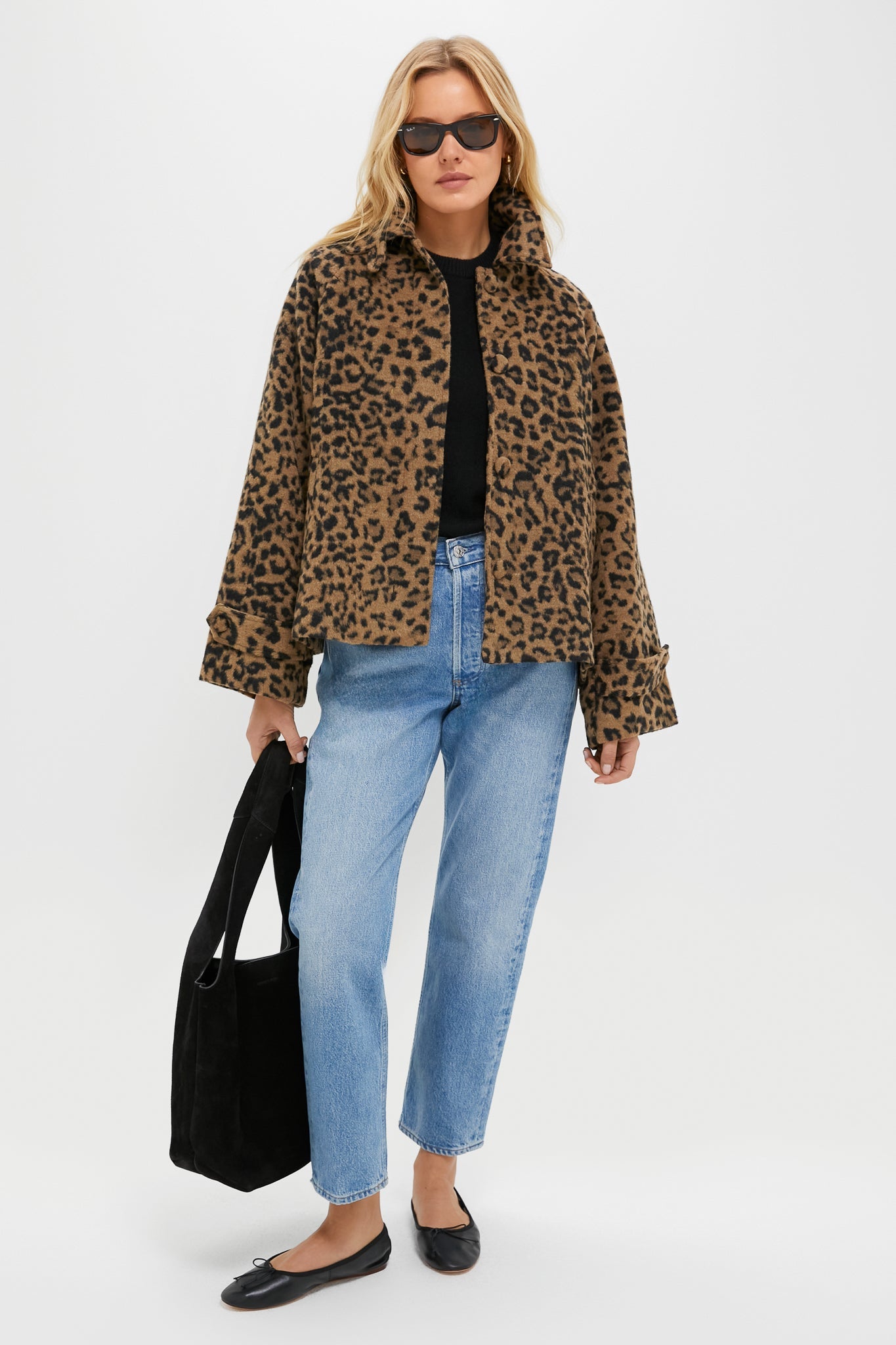 Brushed Wool Leopard Drew Short Trench Coat