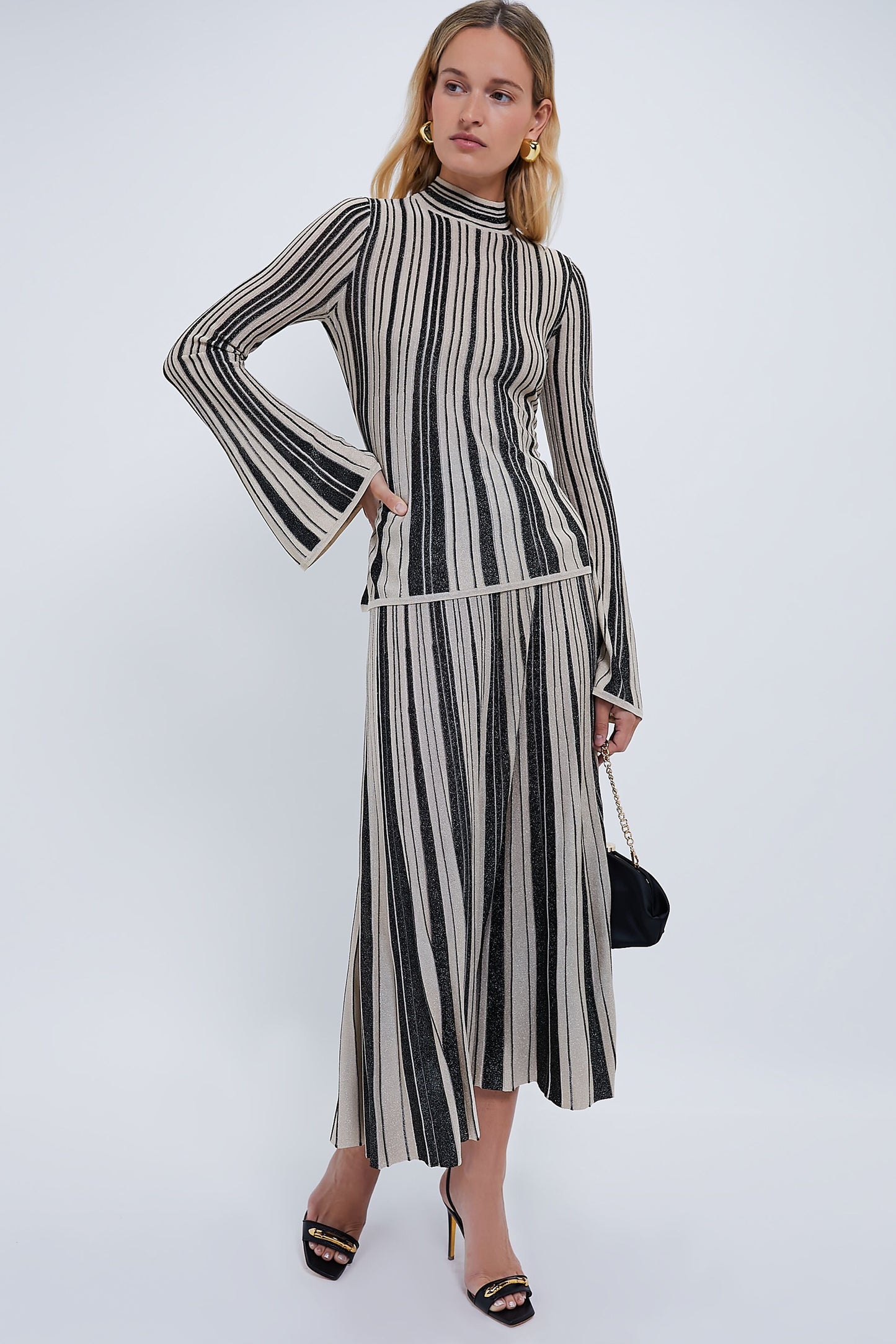 Black and Gold Metallic Stripe Top