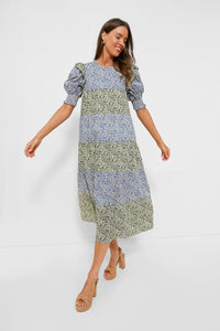 Green & Blue Floral Color Block