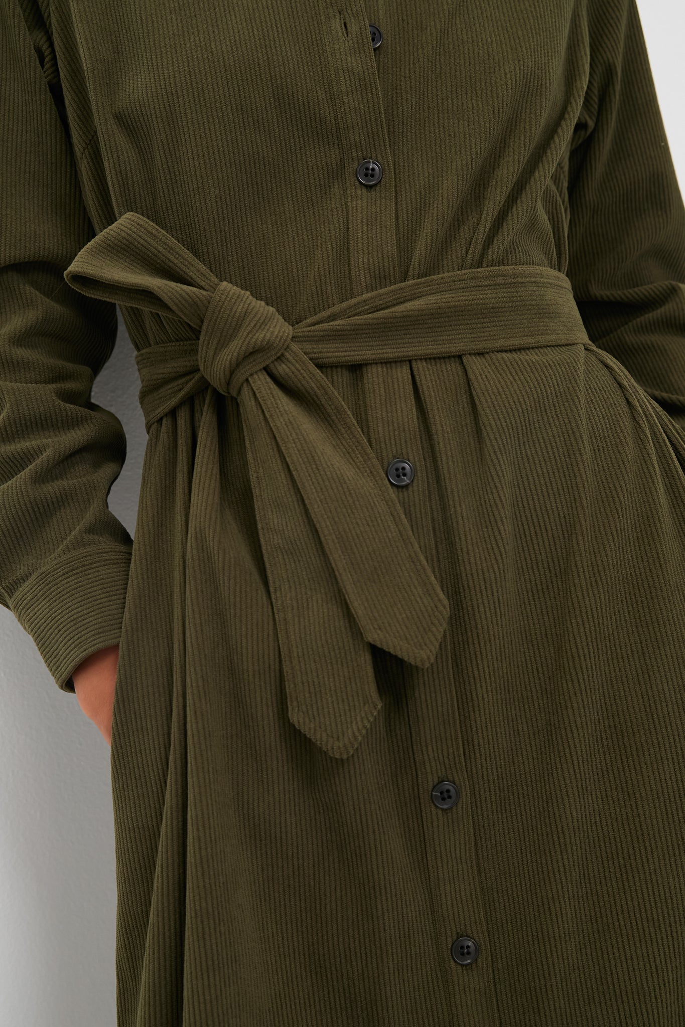 Olive Wide Wale Tara Shirt Dress