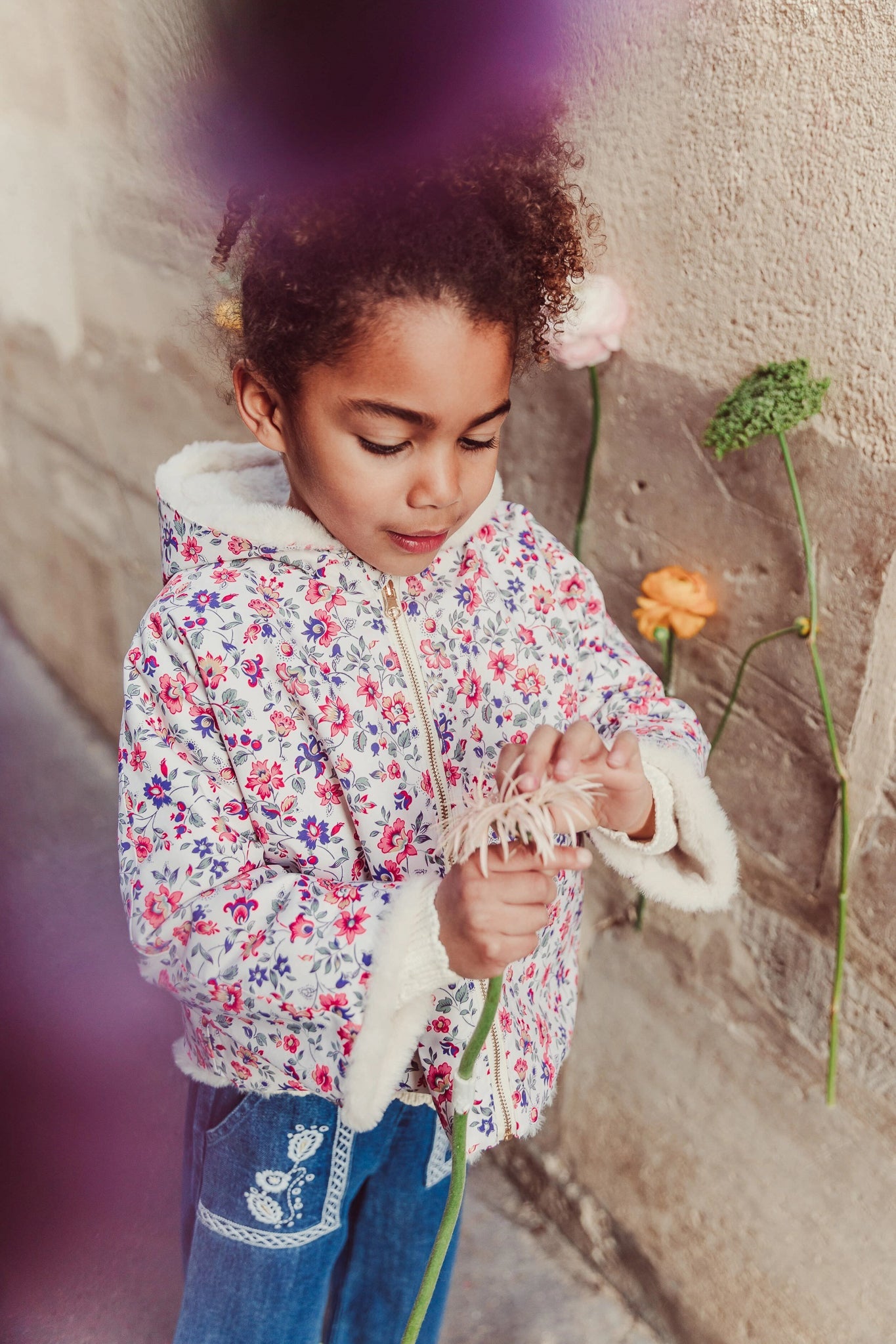 Reversible Coat Felvet Cream Wild Flowers