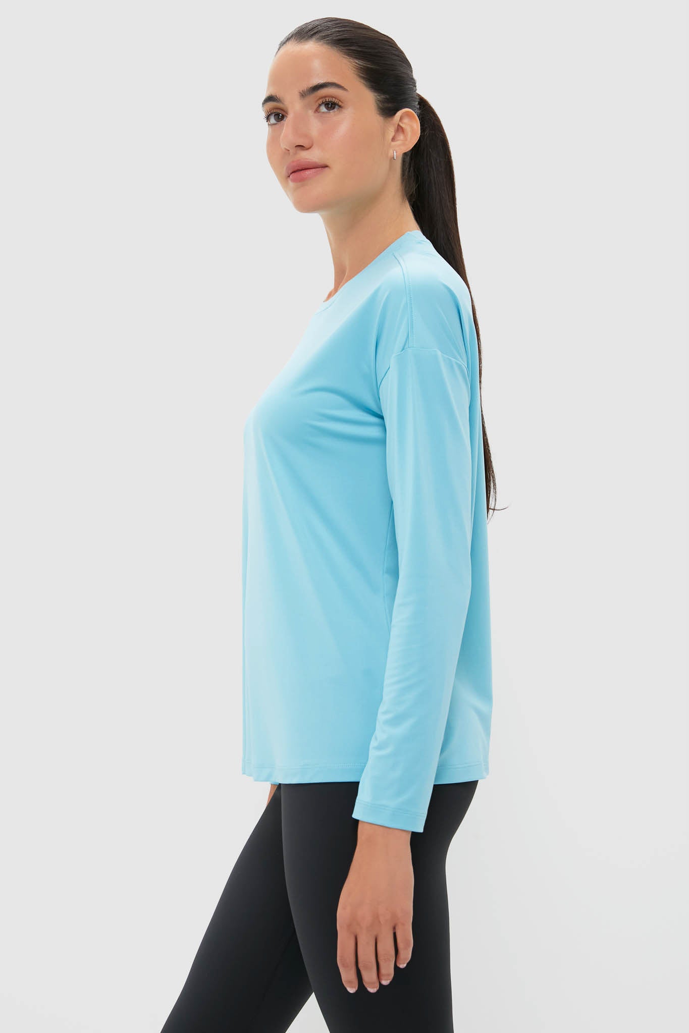 Milky Blue Long Sleeve Performance Jersey Ryan Boyfriend Tee