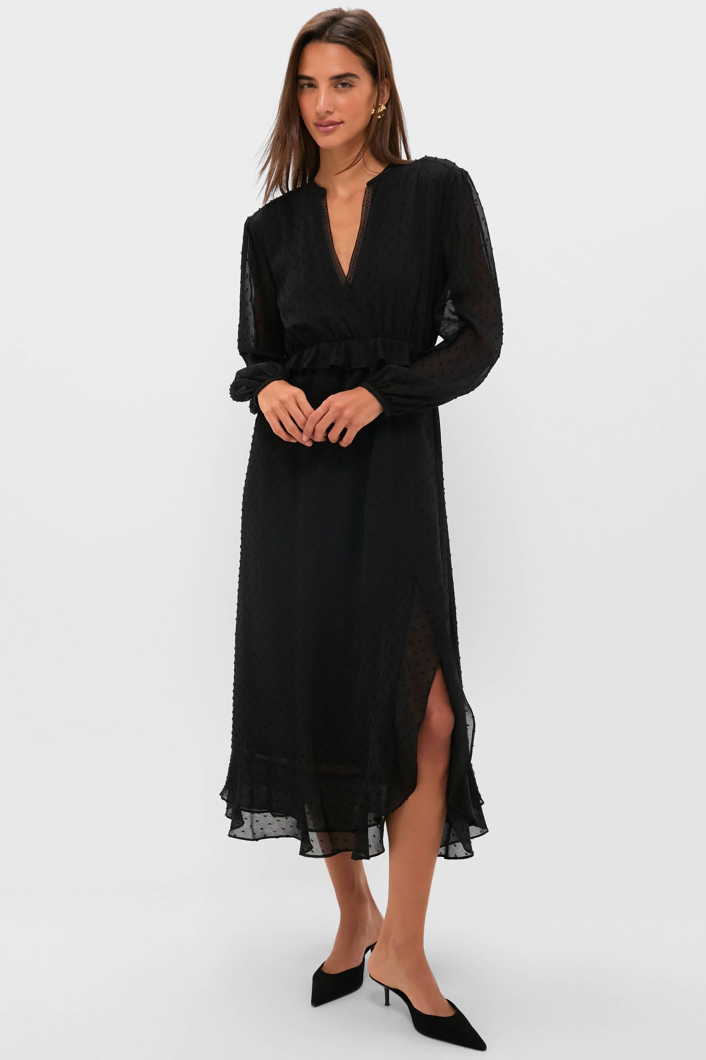 Black Textured Dot Selwyn Dress