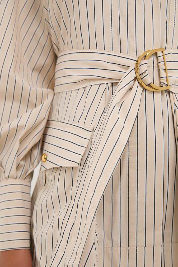 Almond Stripe Memento Utility Mini Dress