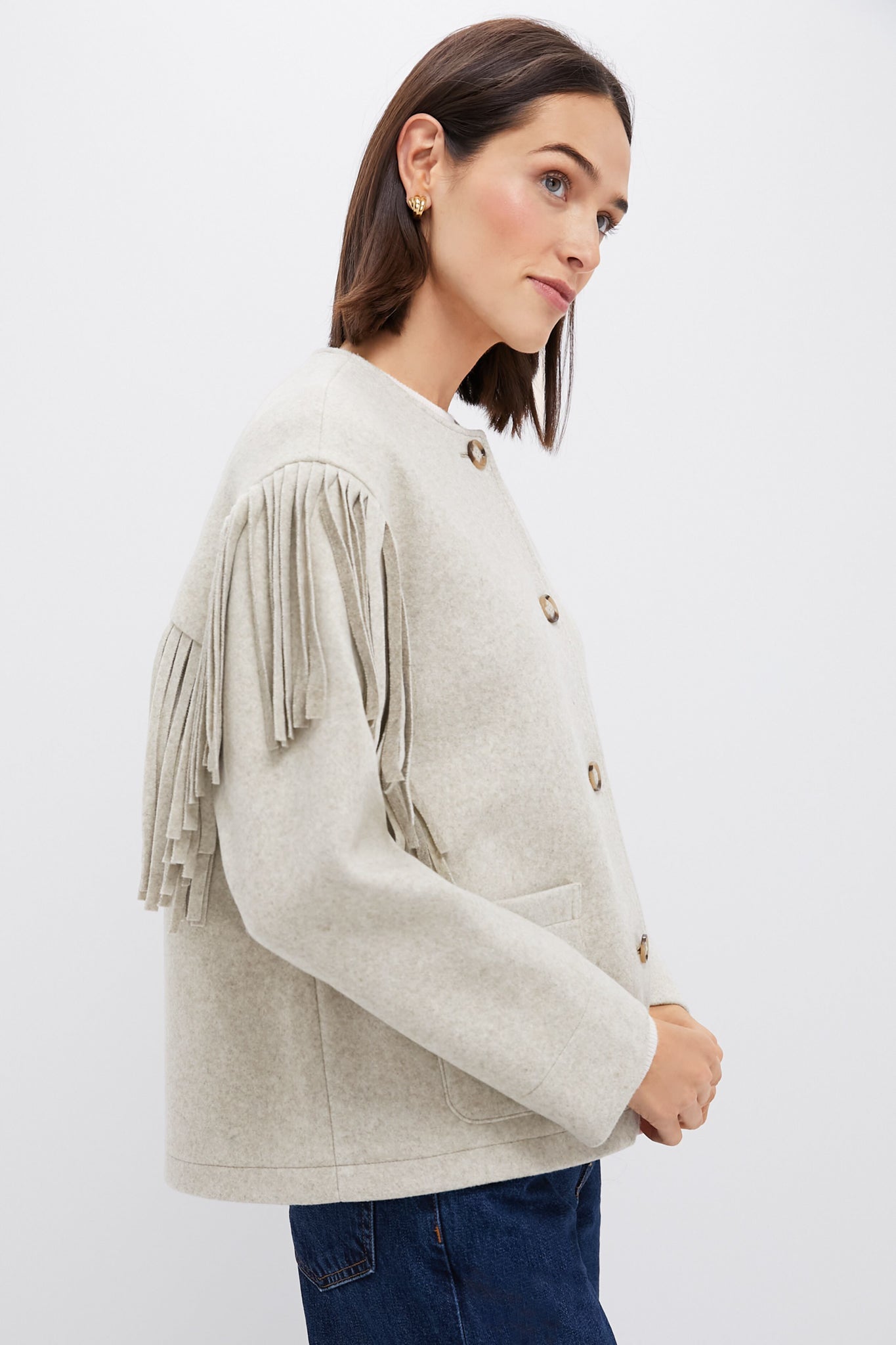 Melange Gray Fringe Purcell Jacket