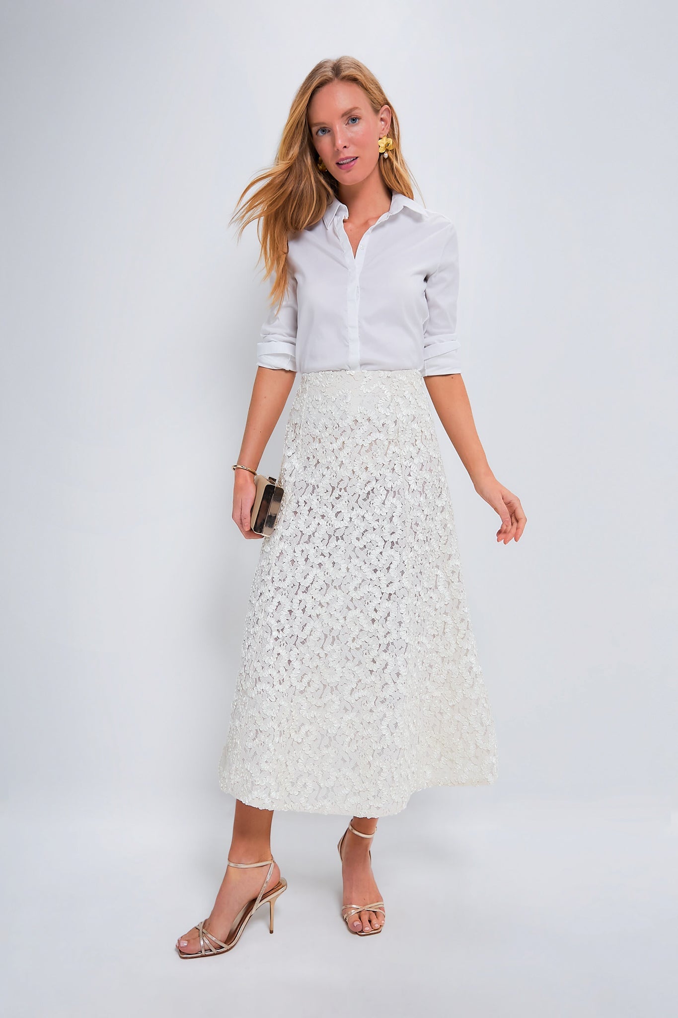 Vintage White Embroidered Skirt