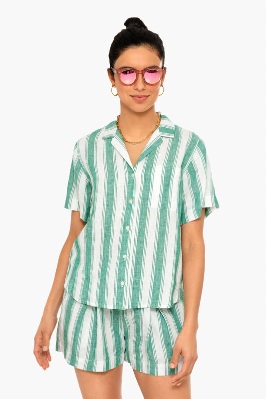 Green Awning Stripe Margot Shirt