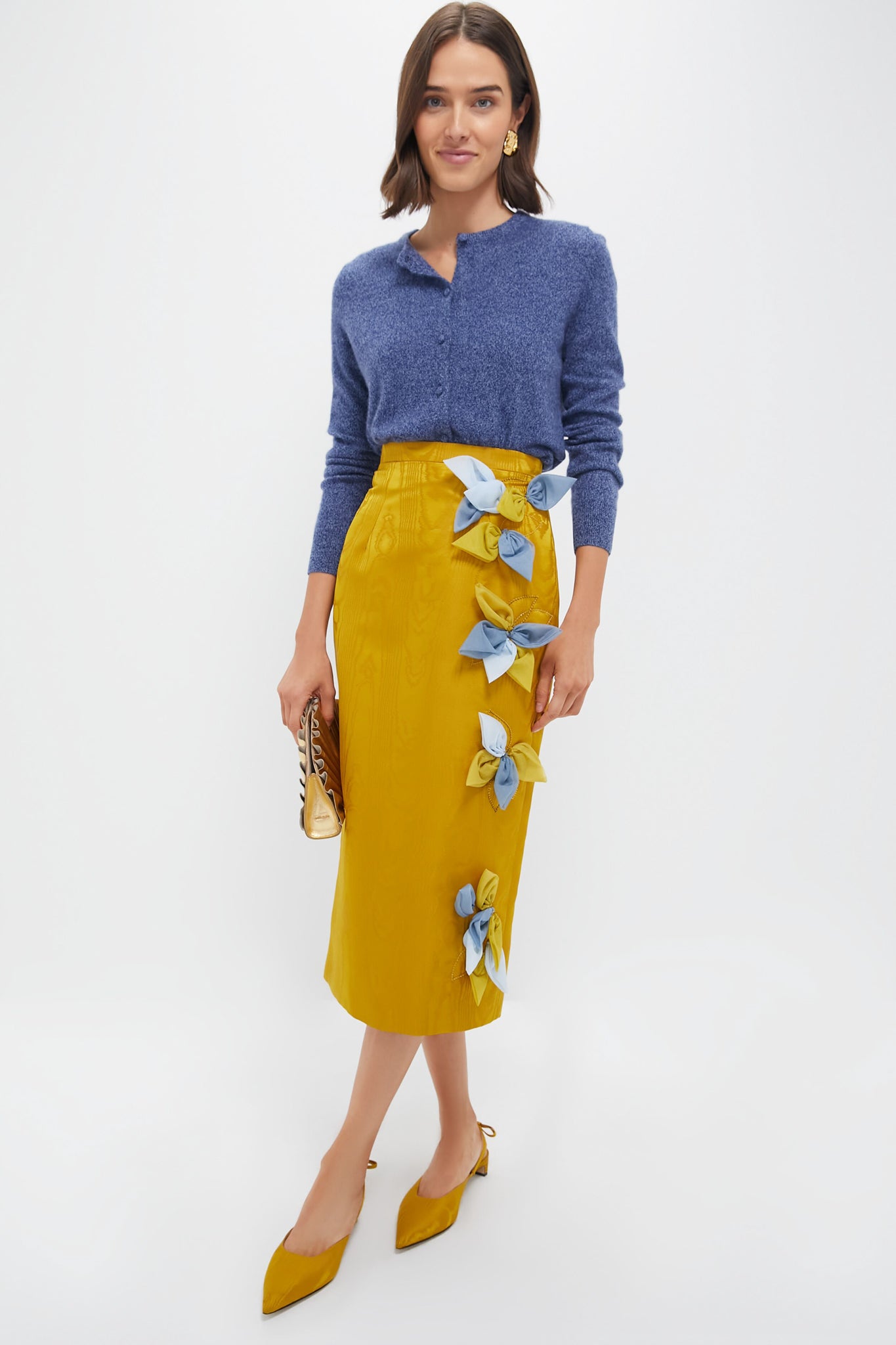 Ochre Lorinda Embroidered Midi Skirt