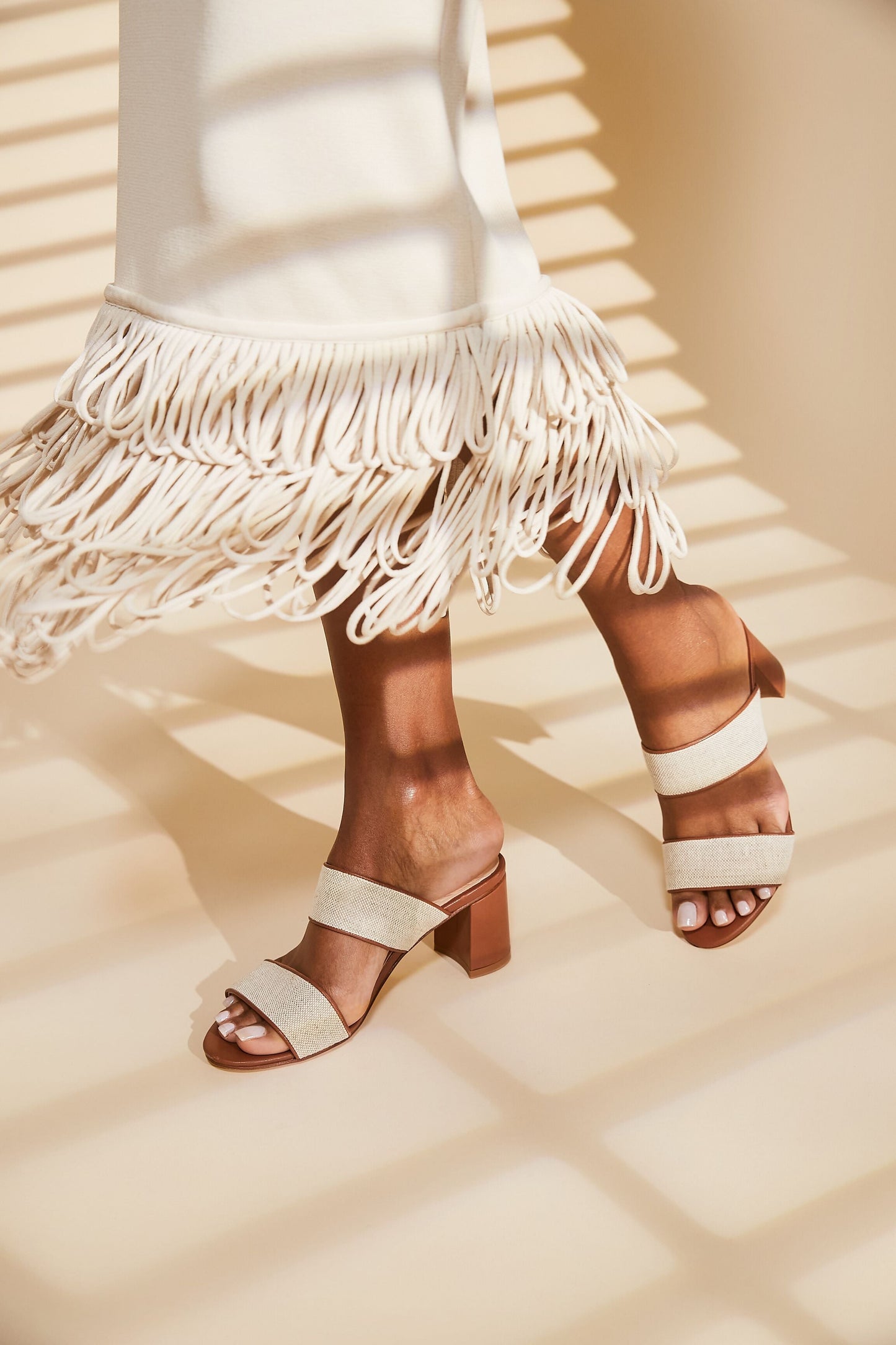 Canvas and Leather Mercer Heels