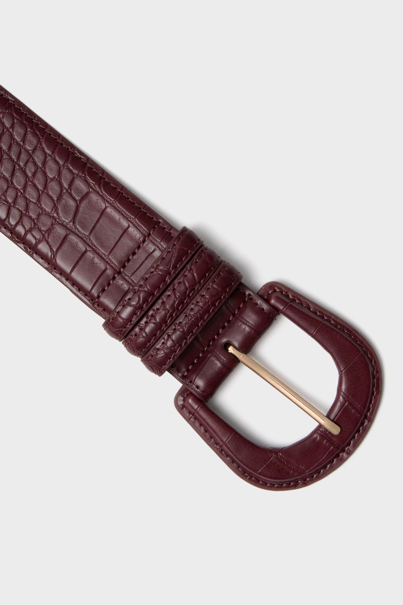 Oxblood Croc-Embossed Waist Belt