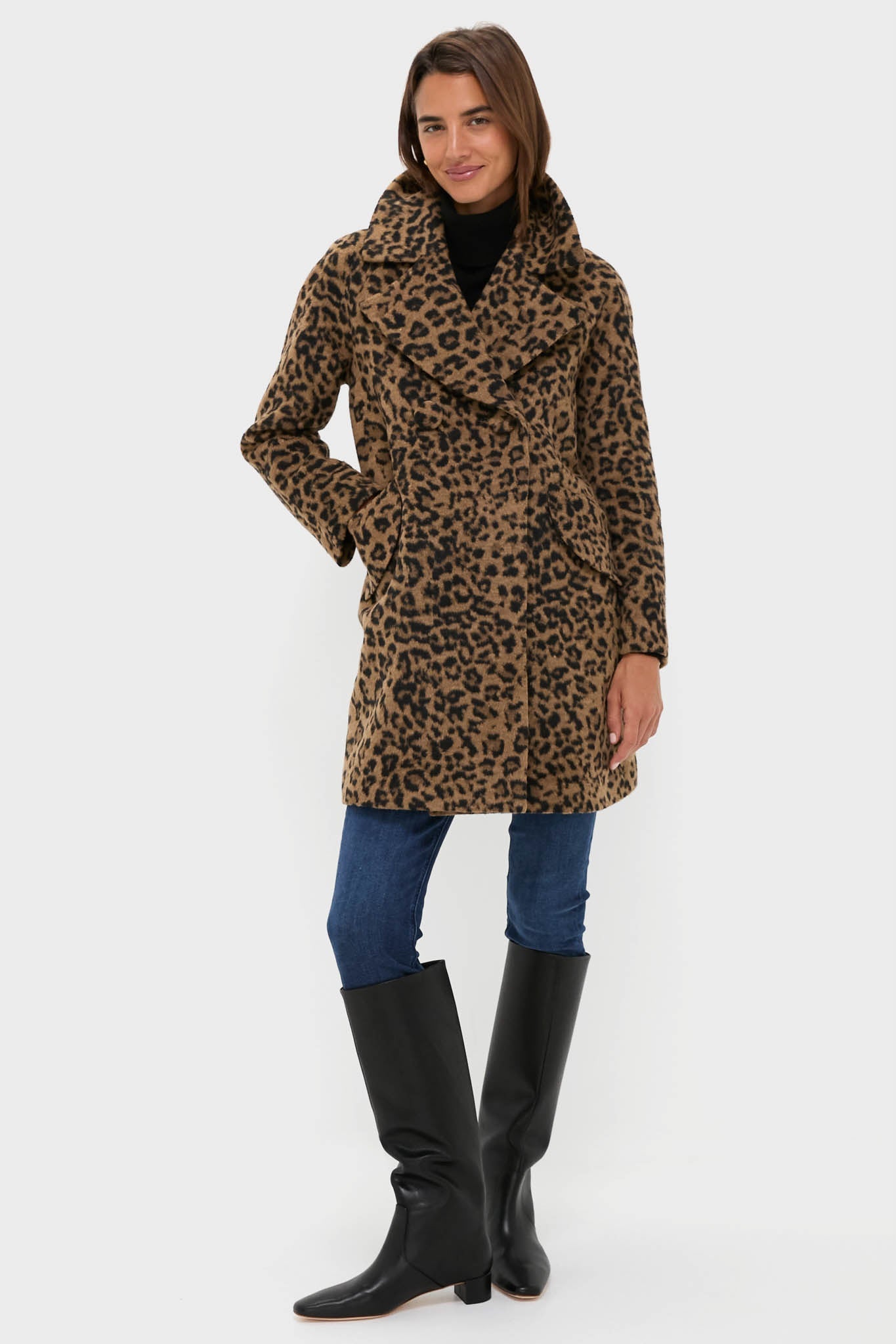 Leopard Brushed Wool Harley Peacoat