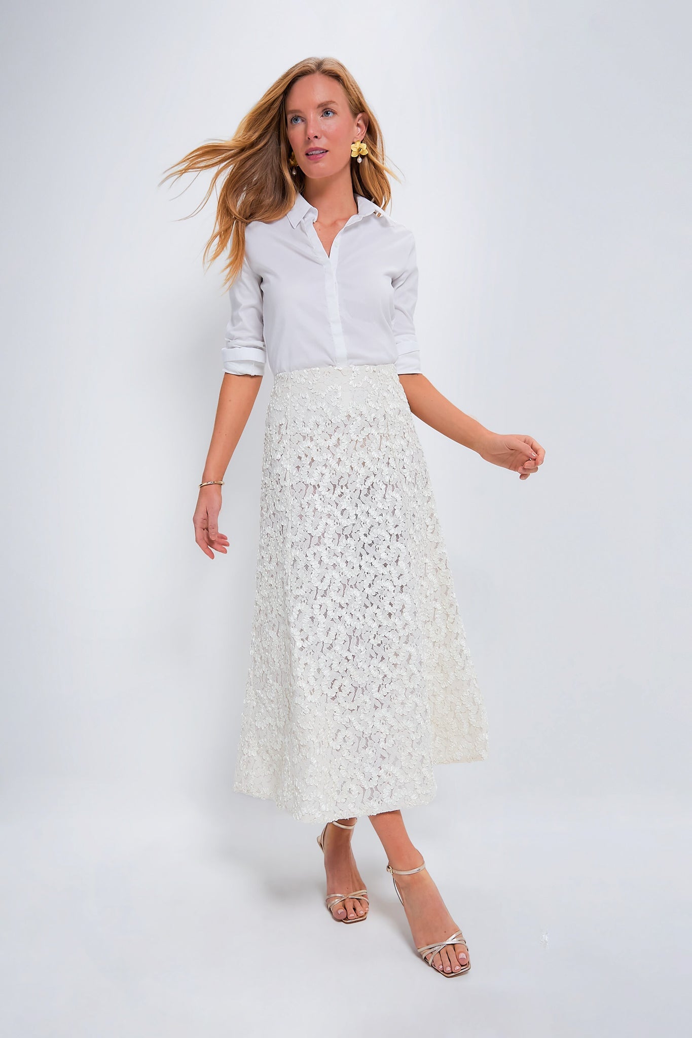 Vintage White Embroidered Skirt