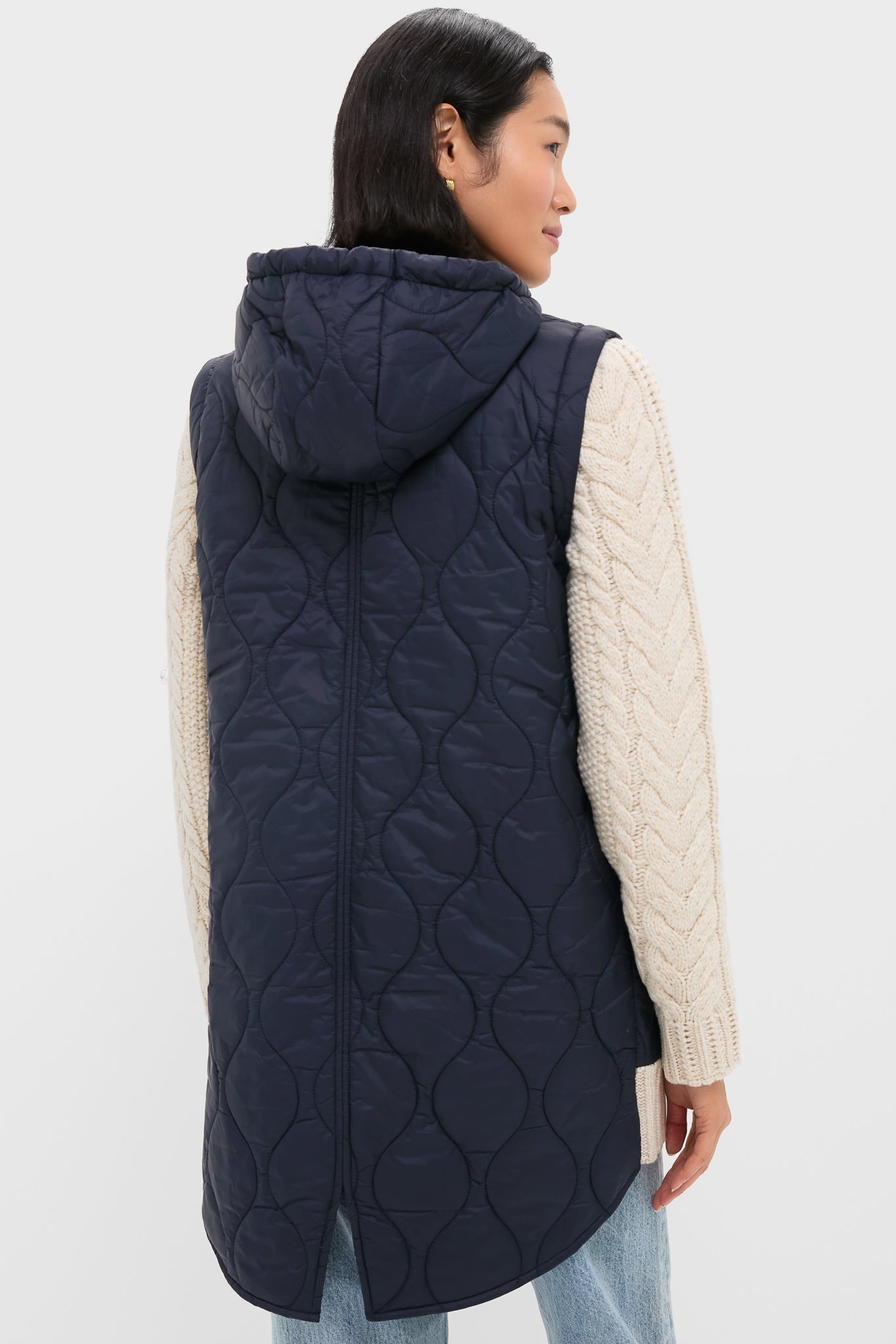 Navy and Heathered Sand Barrows Mixed Media Jacket