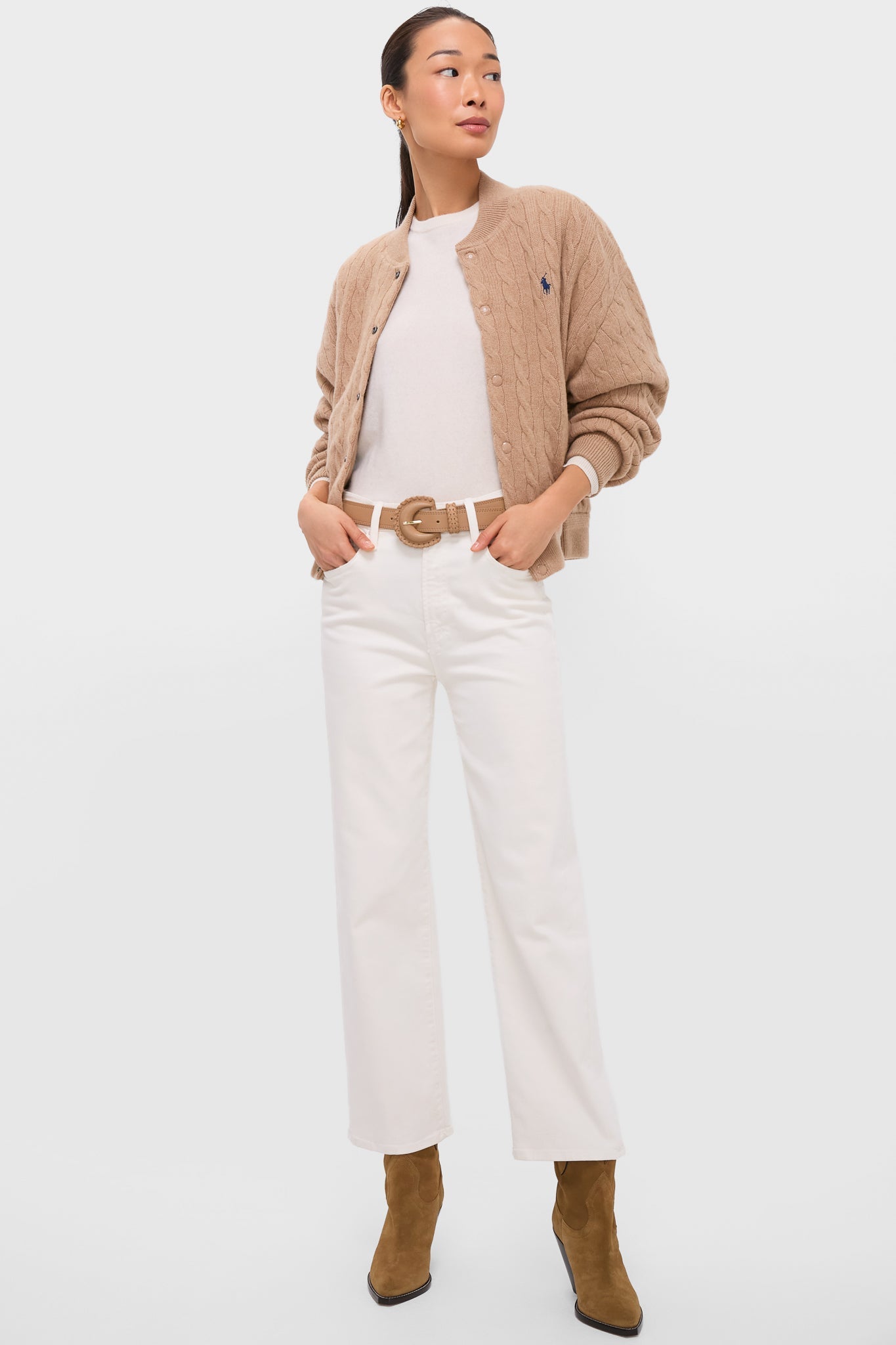 Collection Camel Melange Wool Cashmere Sweater Bomber Coat