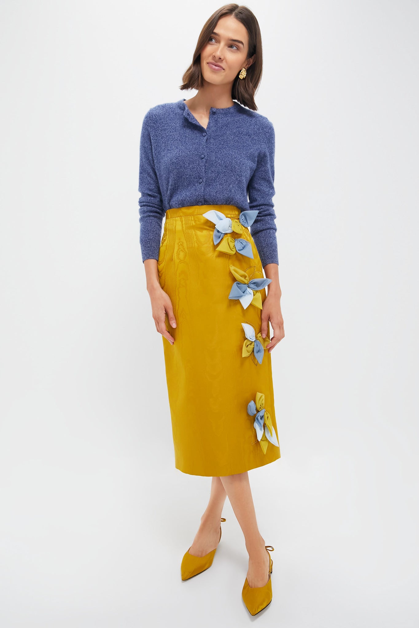 Ochre Lorinda Embroidered Midi Skirt